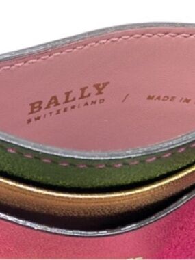 Bally Metallic Pink, Gold & Green Slim Card Case
